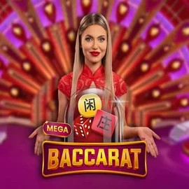 Mega Baccarat online game logo by Pragmatic Play on macho-spin.com
